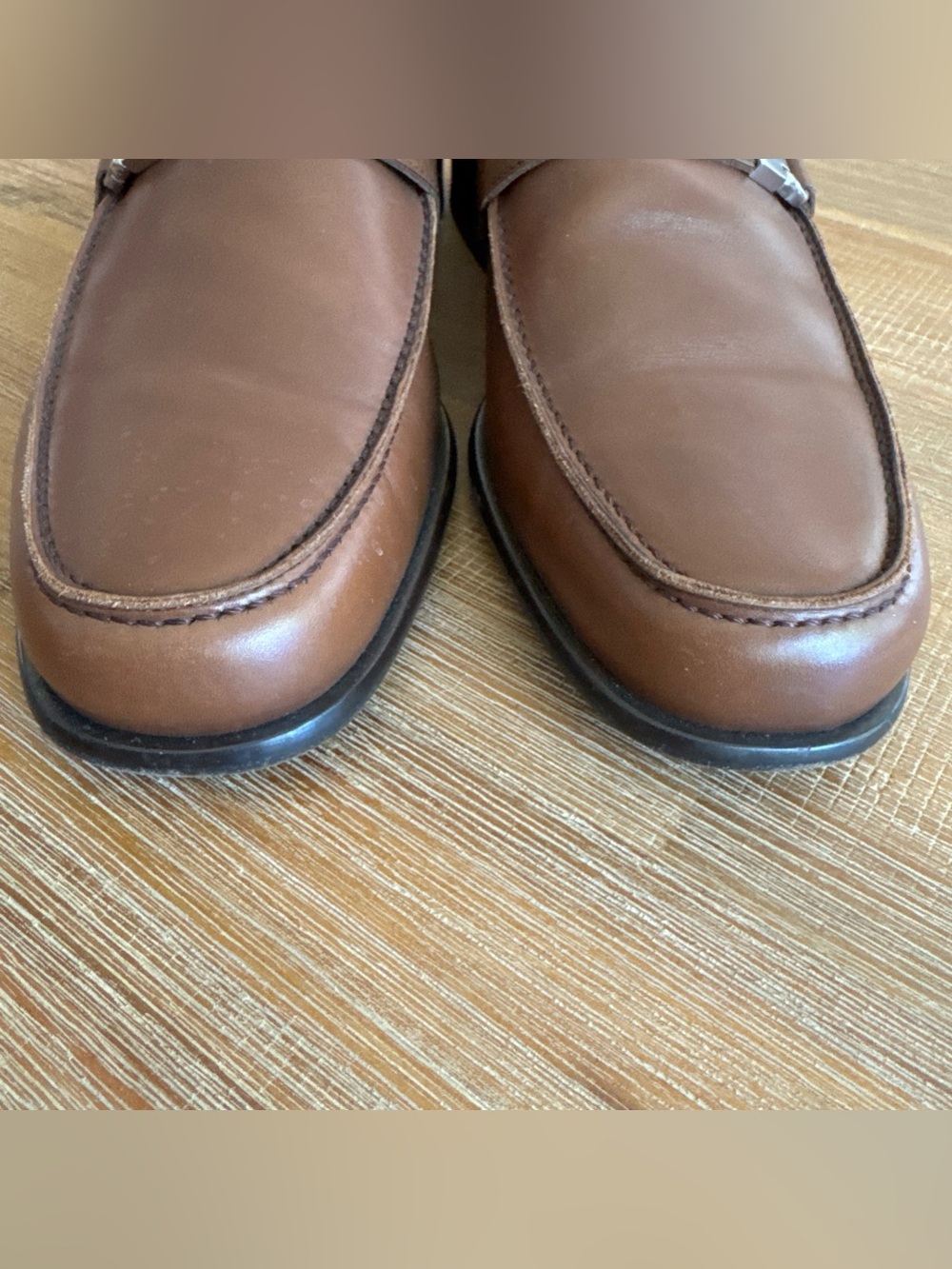 SALVATORE FERRAGAMO 'Tazio' Brown Leather Loafers Size 10.5 EE - Picture 4 of 9